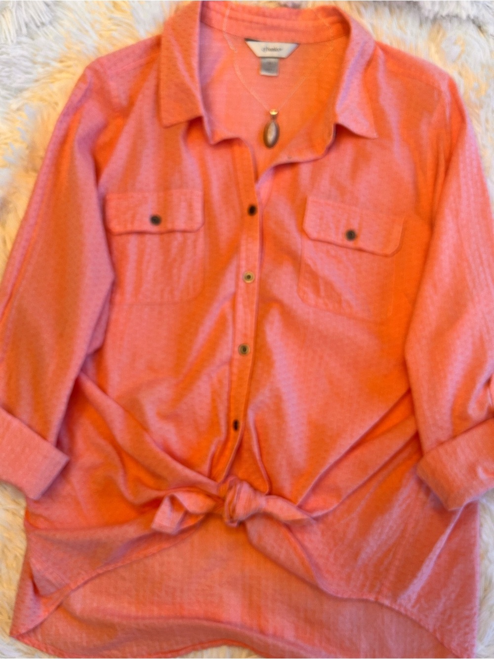 CJ Banks Coral Button-Up Shirt - Size 2X